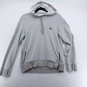 Adidas Climalite Womens Grey Heathered Pullover Hoodie Sweatshirt Size M
